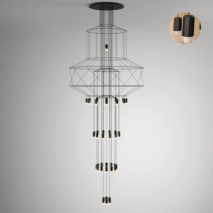 Geometric Wire Frame Chandelier — Modern Statement