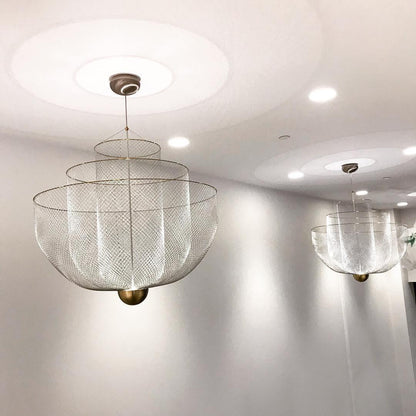 Woven Metal Chandelier — Sculptural Statement Piece - LumoTrot