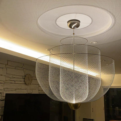 Woven Metal Chandelier — Sculptural Statement Piece - LumoTrot