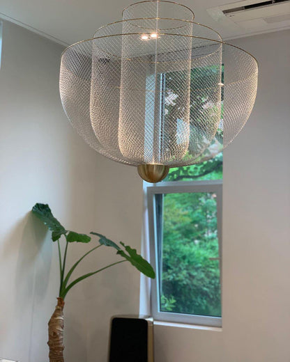 Woven Metal Chandelier — Sculptural Statement Piece - LumoTrot