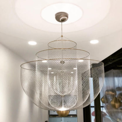 Woven Metal Chandelier — Sculptural Statement Piece - LumoTrot