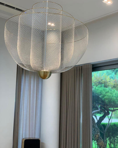 Woven Metal Chandelier — Sculptural Statement Piece - LumoTrot