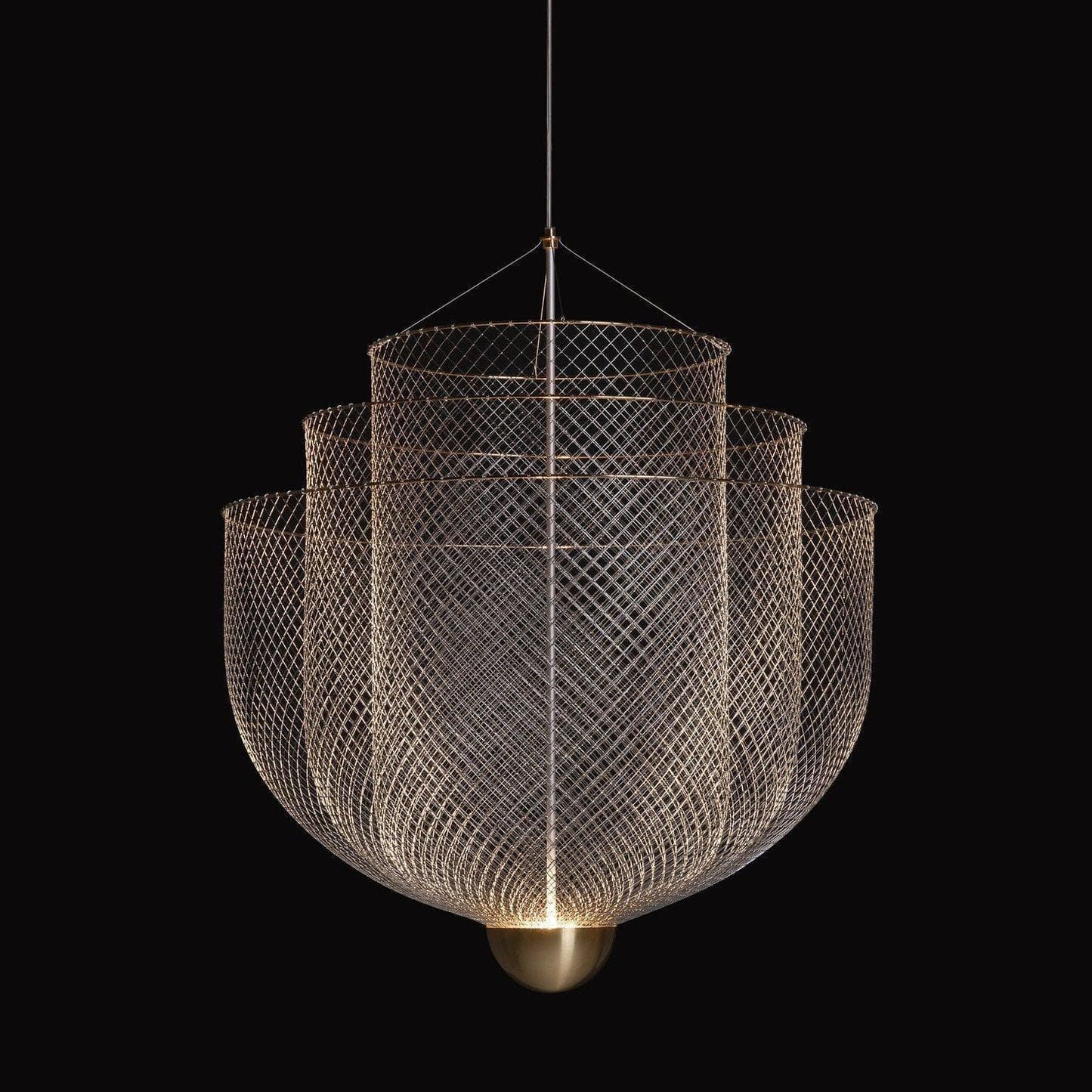 Woven Metal Chandelier — Sculptural Statement Piece - LumoTrot