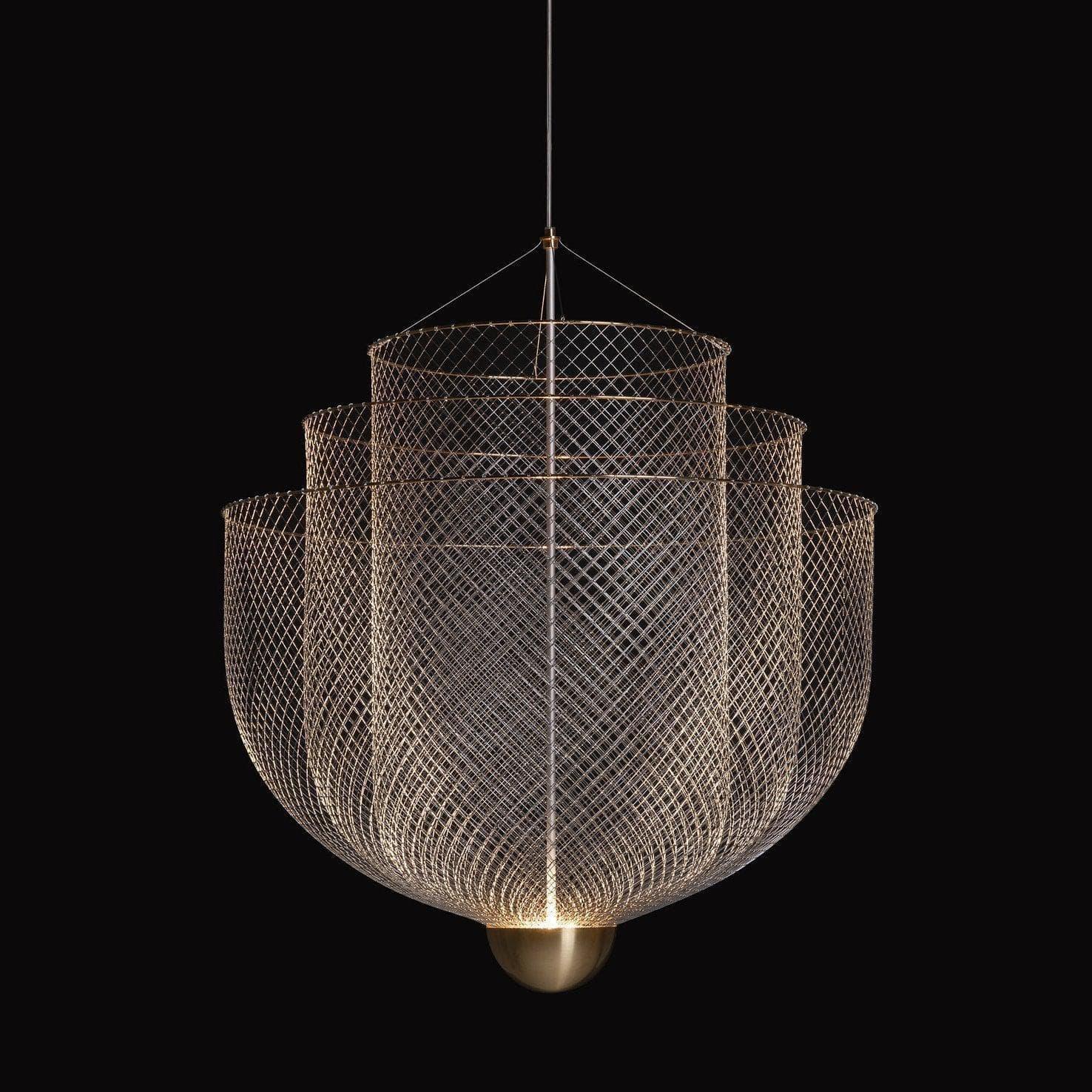 Woven Metal Chandelier — Sculptural Statement Piece - LumoTrot