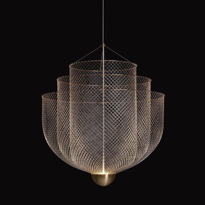 Woven Metal Chandelier — Sculptural Statement Piece - LumoTrot