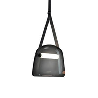 Smoked glass pendant light with black strap Lumotrot