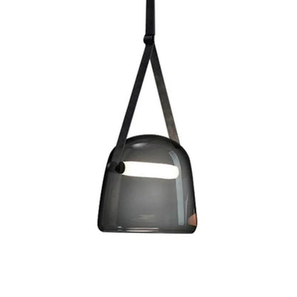 Smoked glass pendant light with black strap Lumotrot