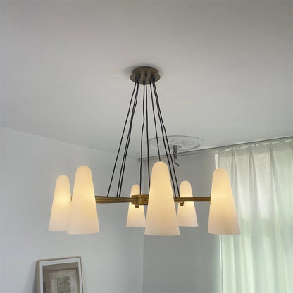 Brass Porcelain Chandelier — Warm Modern Ambiance