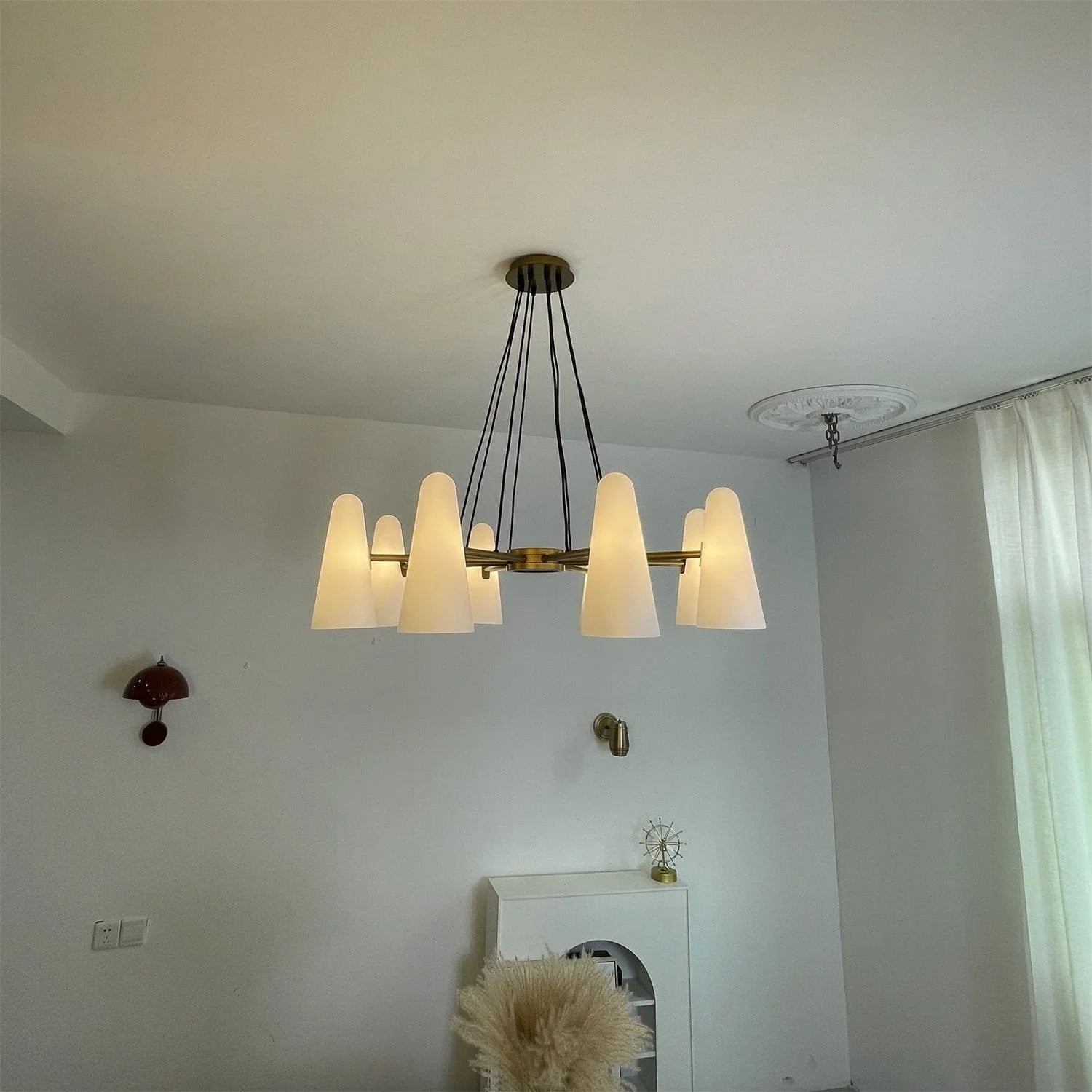Brass Porcelain Chandelier — Warm Modern Ambiance