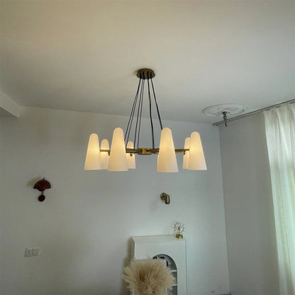 Brass Porcelain Chandelier — Warm Modern Ambiance