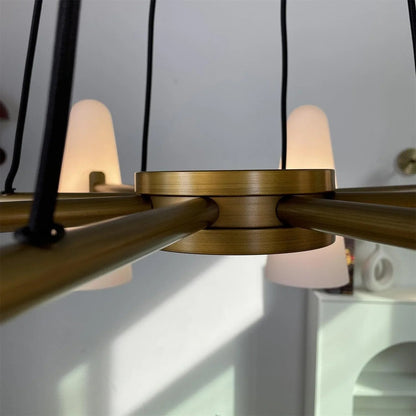 Brass Porcelain Chandelier — Warm Modern Ambiance