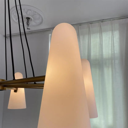 Brass Porcelain Chandelier — Warm Modern Ambiance