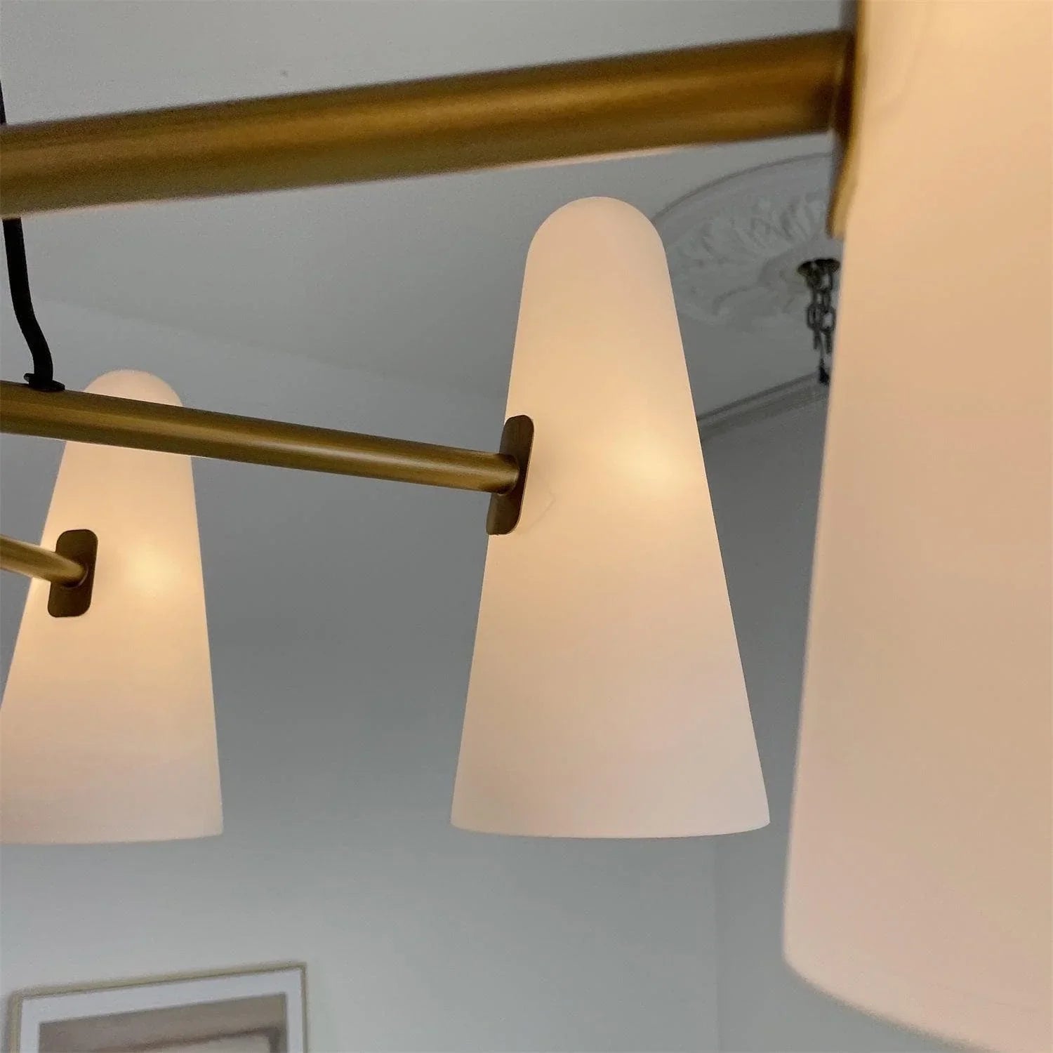 Brass Porcelain Chandelier — Warm Modern Ambiance