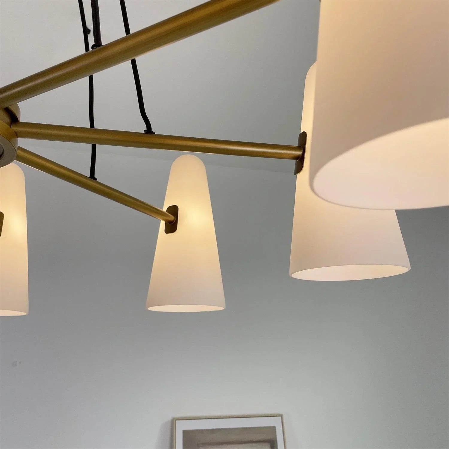 Brass Porcelain Chandelier — Warm Modern Ambiance