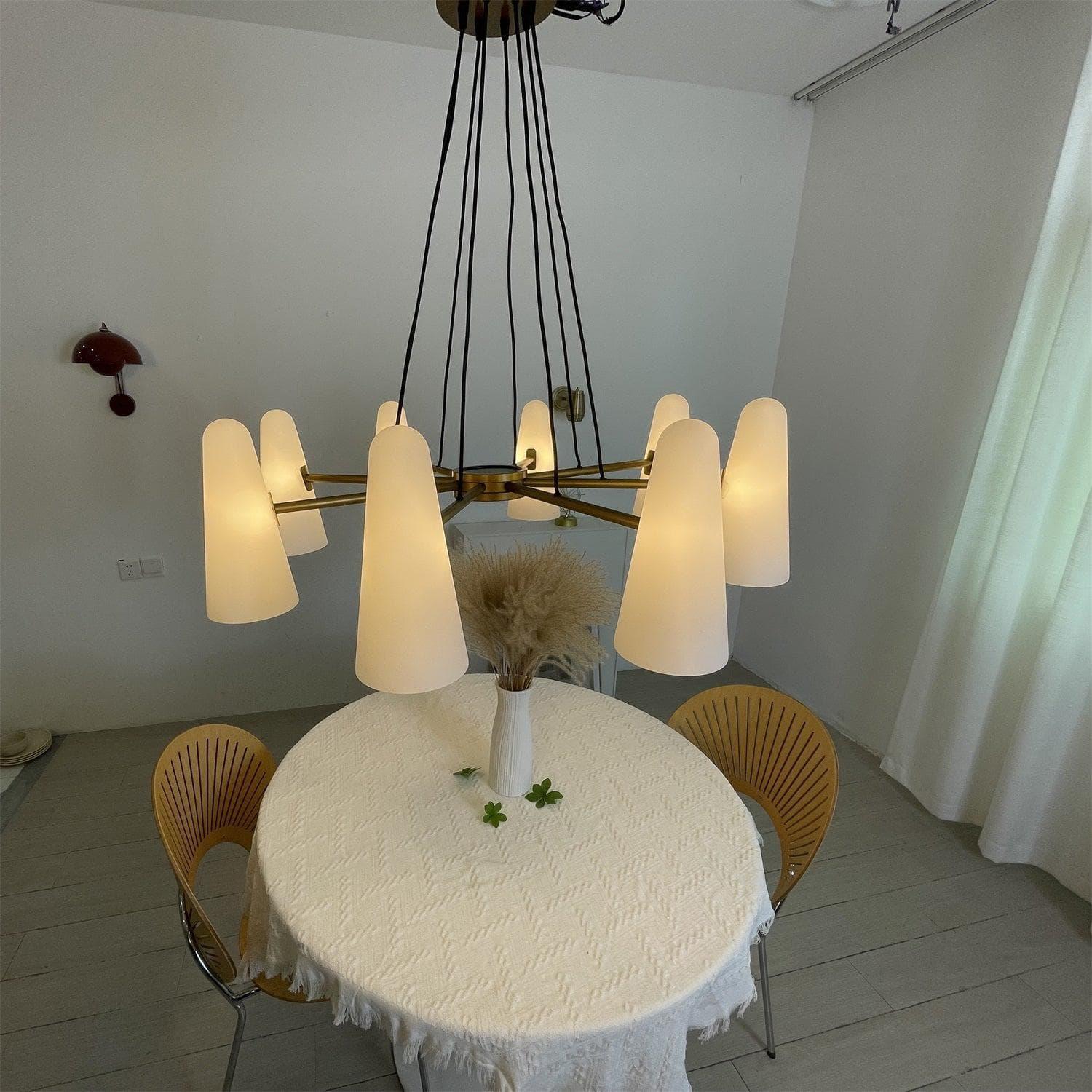 Brass Porcelain Chandelier — Warm Modern Ambiance