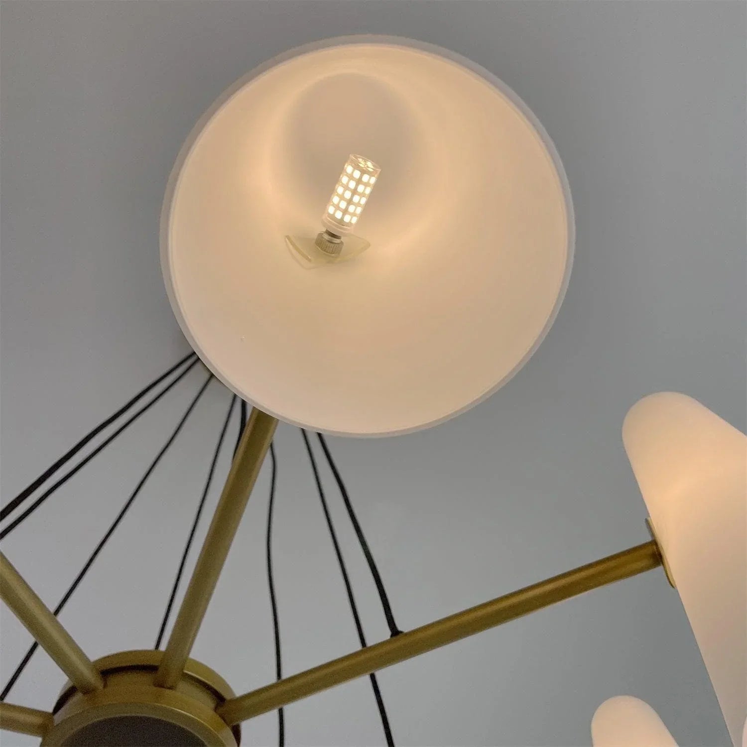 Brass Porcelain Chandelier — Warm Modern Ambiance