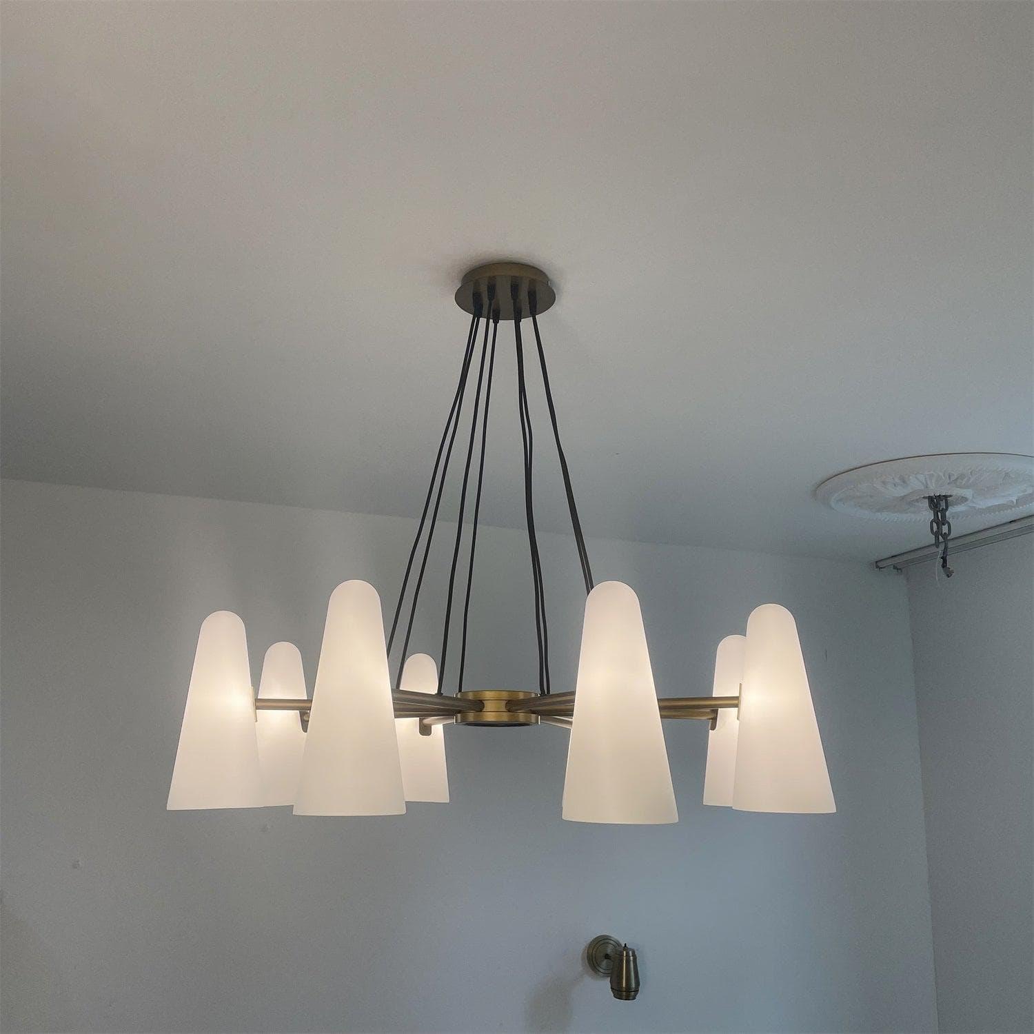 Brass Porcelain Chandelier — Warm Modern Ambiance