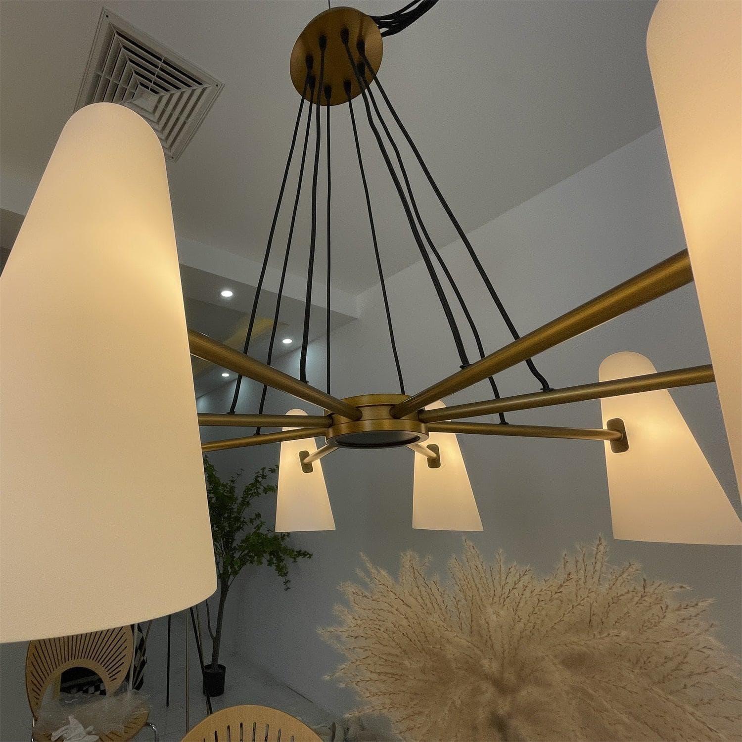 Brass Porcelain Chandelier — Warm Modern Ambiance