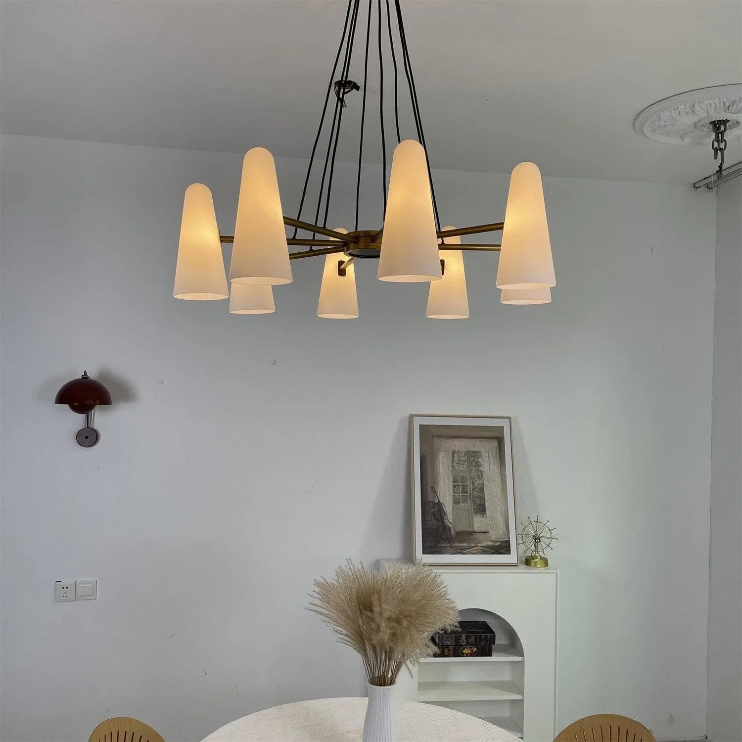 Brass Porcelain Chandelier — Warm Modern Ambiance