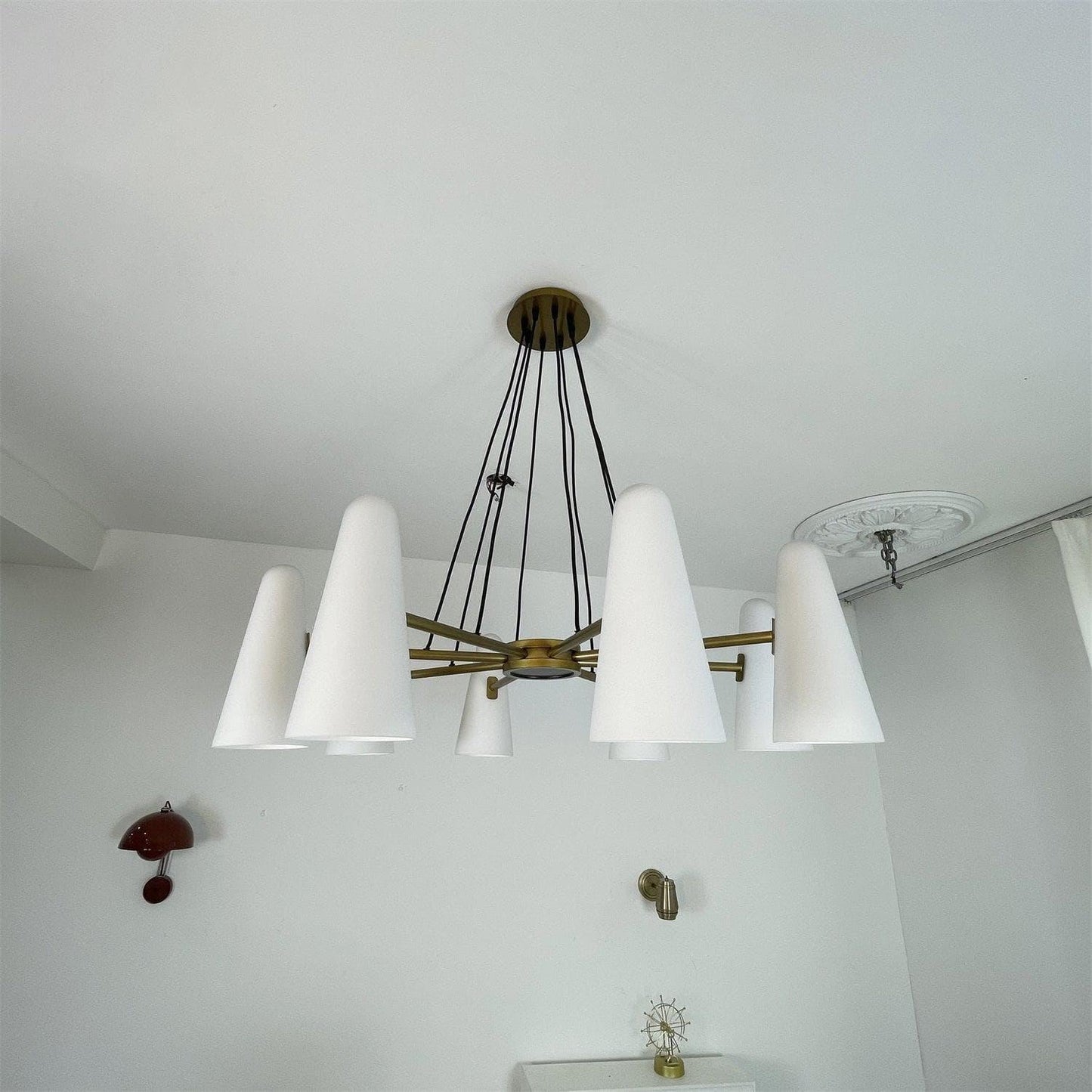 Brass Porcelain Chandelier — Warm Modern Ambiance