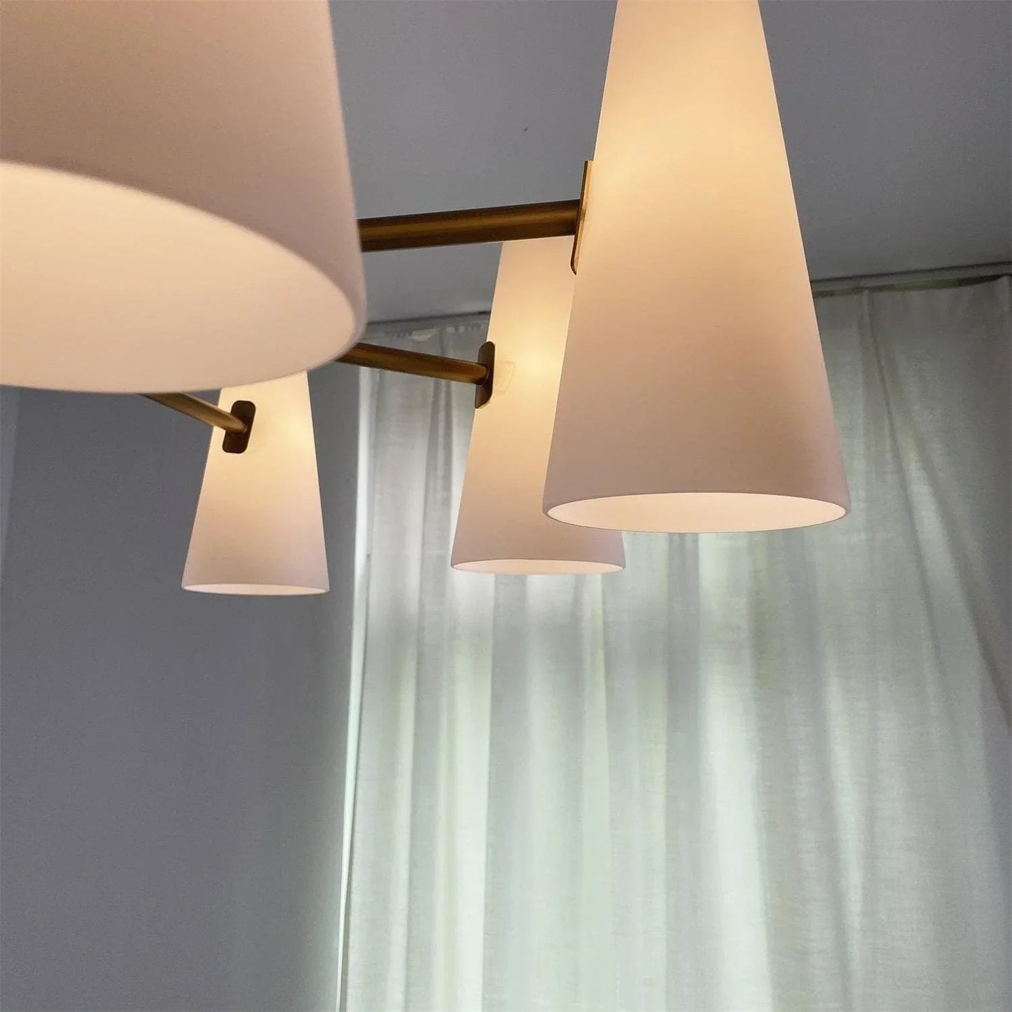 Brass Porcelain Chandelier — Warm Modern Ambiance