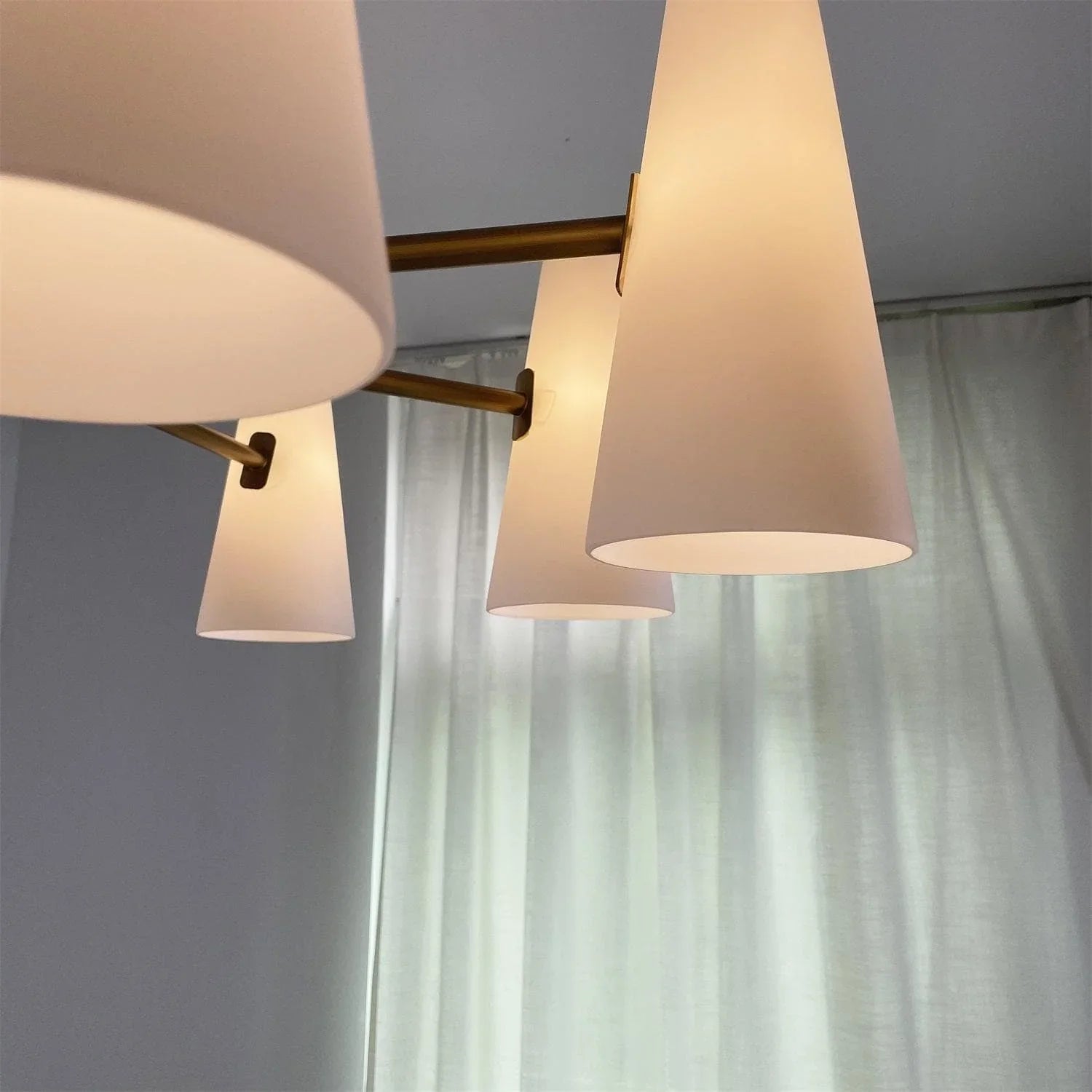 Brass Porcelain Chandelier — Warm Modern Ambiance