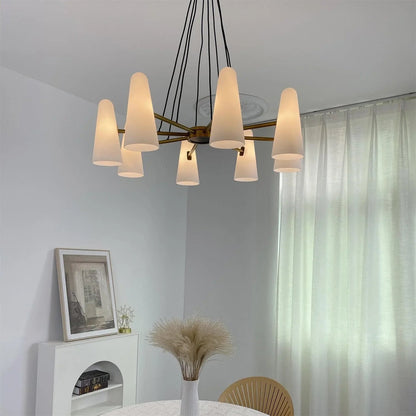 Brass Porcelain Chandelier — Warm Modern Ambiance