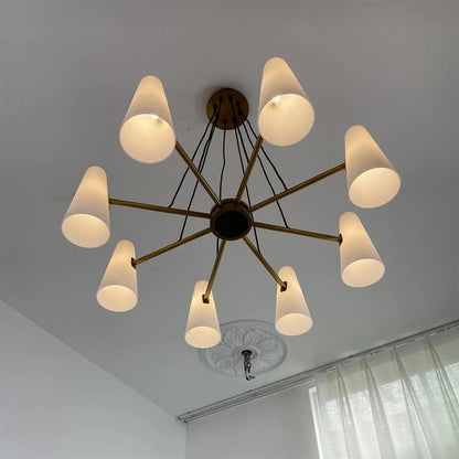 Brass Porcelain Chandelier — Warm Modern Ambiance
