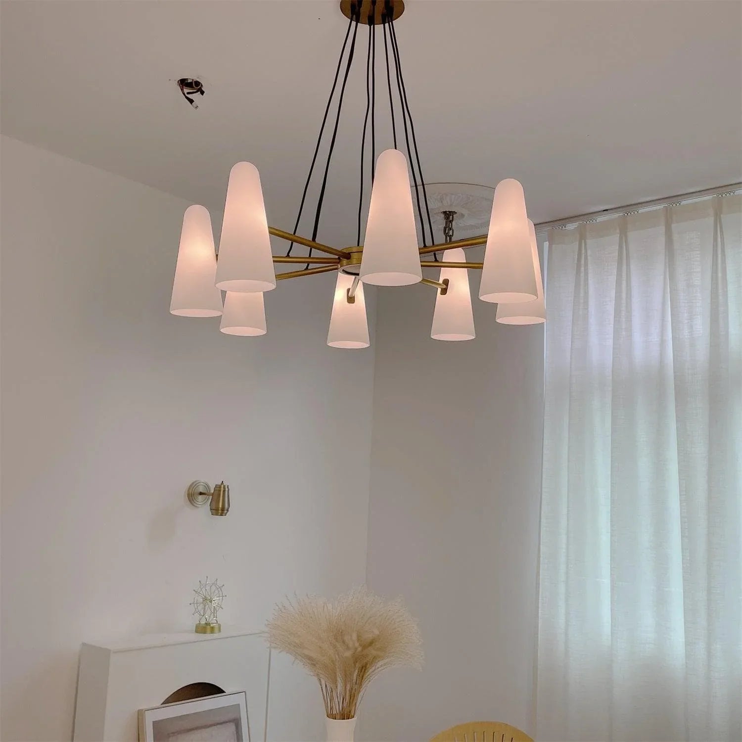 Brass Porcelain Chandelier — Warm Modern Ambiance
