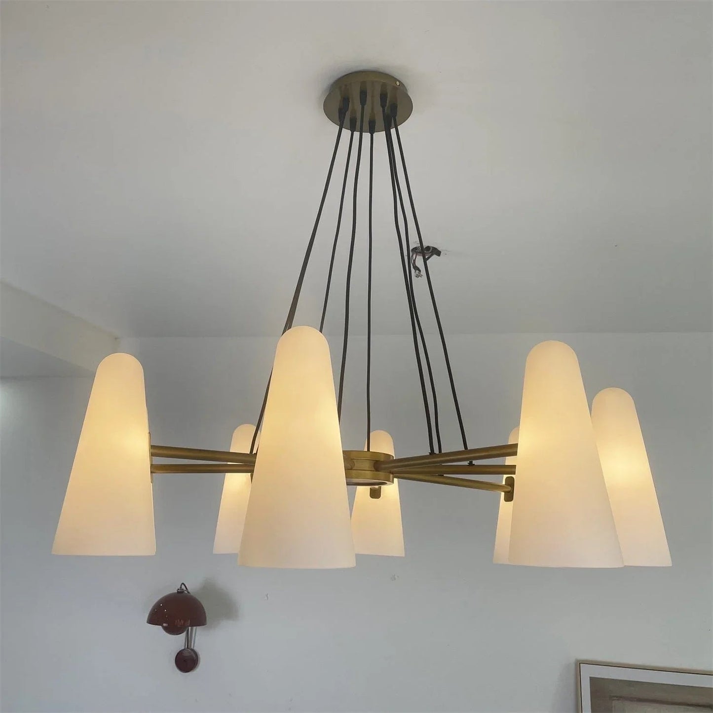 Brass Porcelain Chandelier — Warm Modern Ambiance