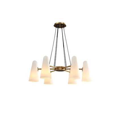 Brass Porcelain Chandelier — Warm Modern Ambiance