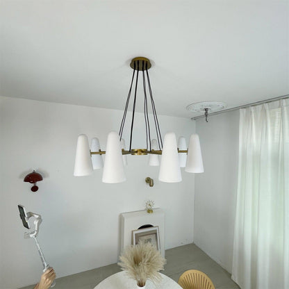 Brass Porcelain Chandelier — Warm Modern Ambiance