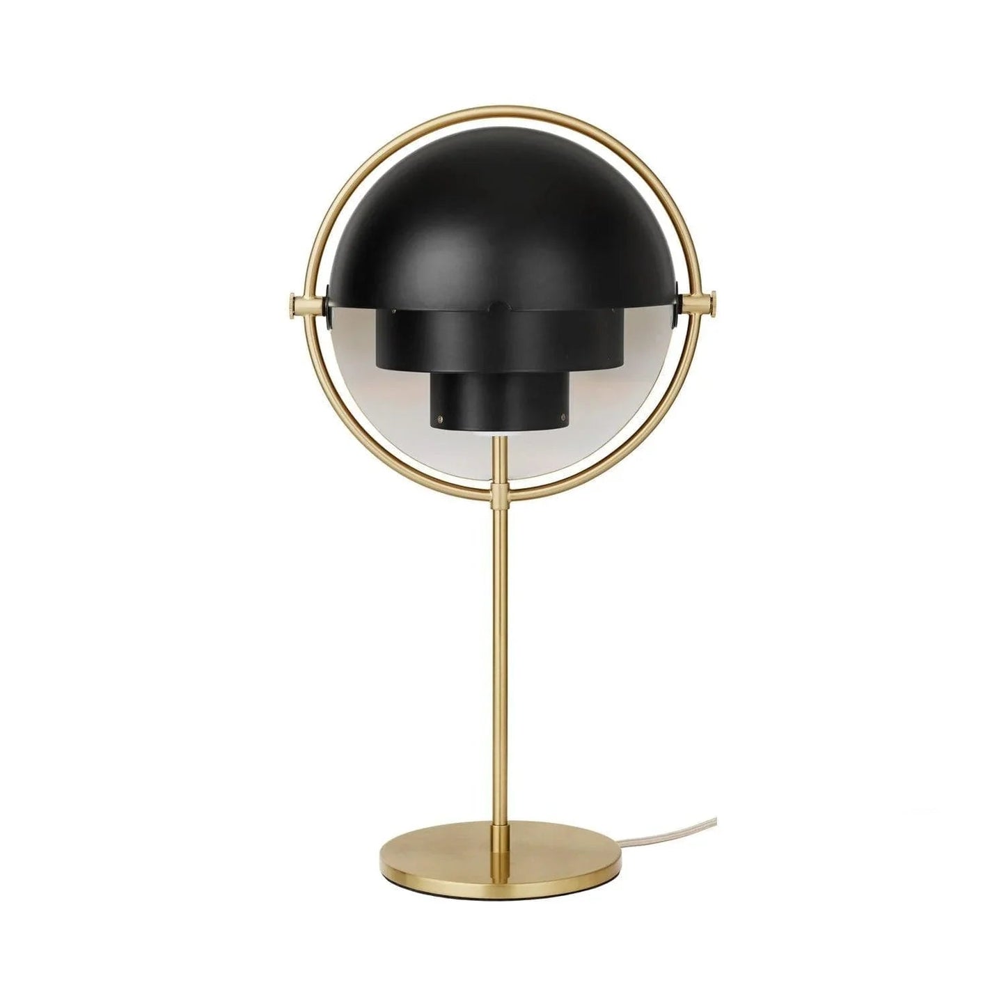 Brass and Black Metal Globe Table Lamp - Mid-Century Modern Lumotrot