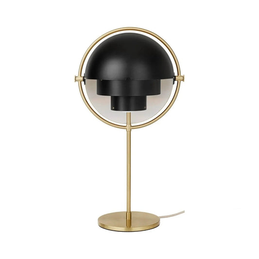 Brass and Black Metal Globe Table Lamp - Mid-Century Modern Lumotrot