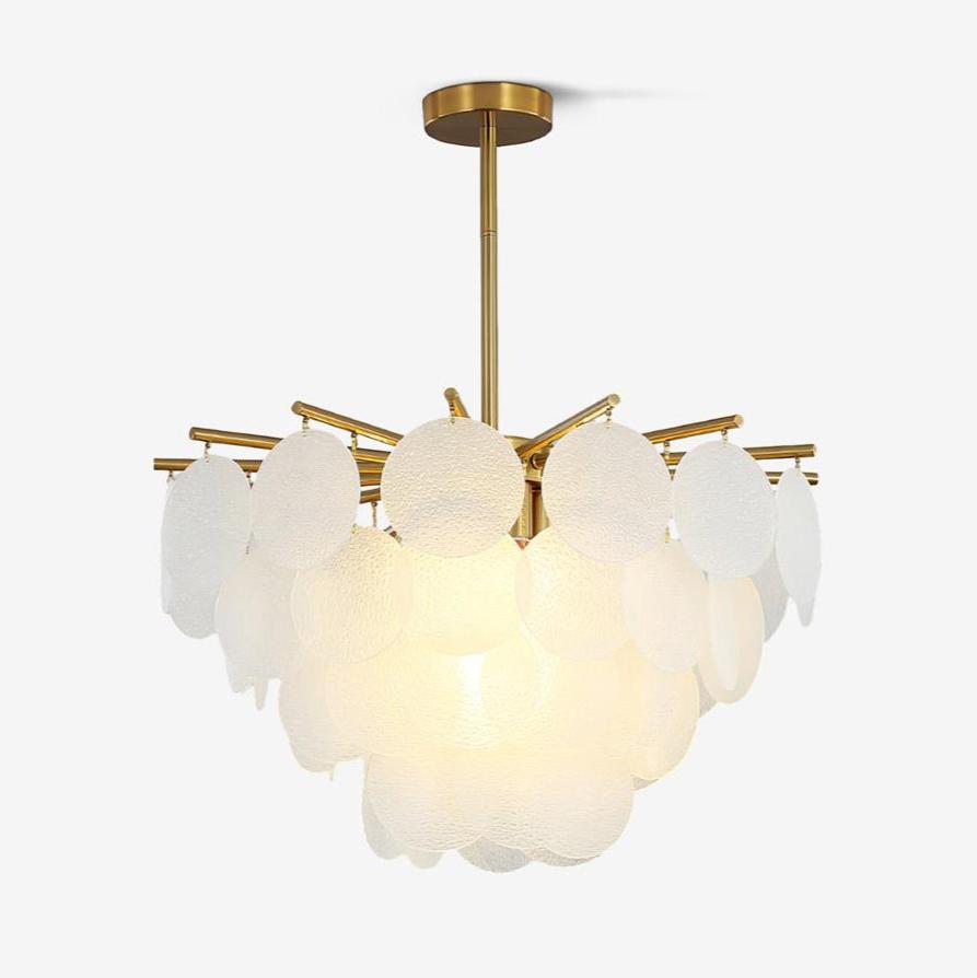 Blown glass chandelier with antique brass frame Lumotrot