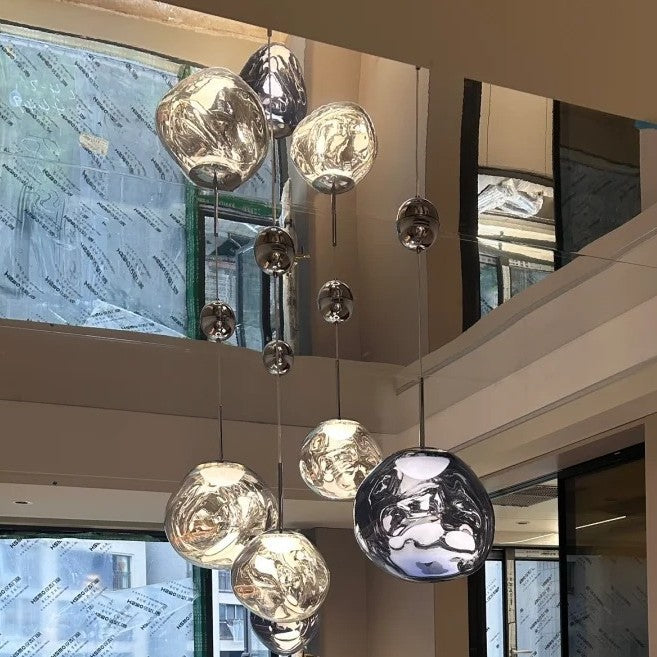 Melt Ball Chandelier 7 Globe Pendant Light Rose Gold – Bedroom Living Room