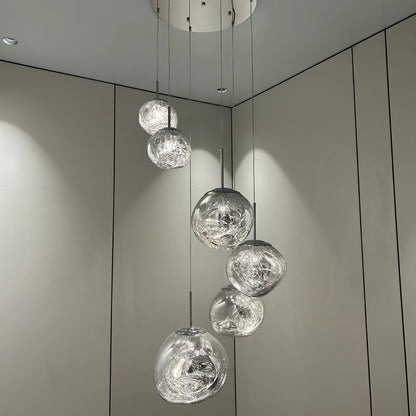 7-Globe Melt Ball Cluster Chandelier Purple Glass – Modern Kitchen Pendant Light