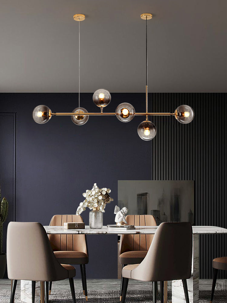 Brass Glass Orb Chandelier — Modern Statement Glow