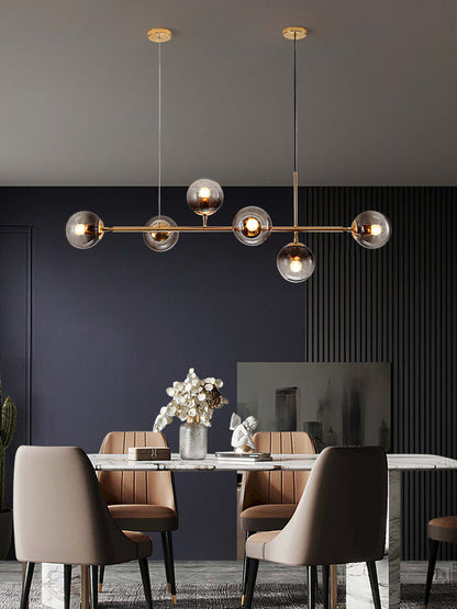 Brass Glass Orb Chandelier — Modern Statement Glow