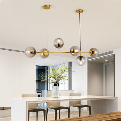 Brass Glass Orb Chandelier — Modern Statement Glow - LumoTrot