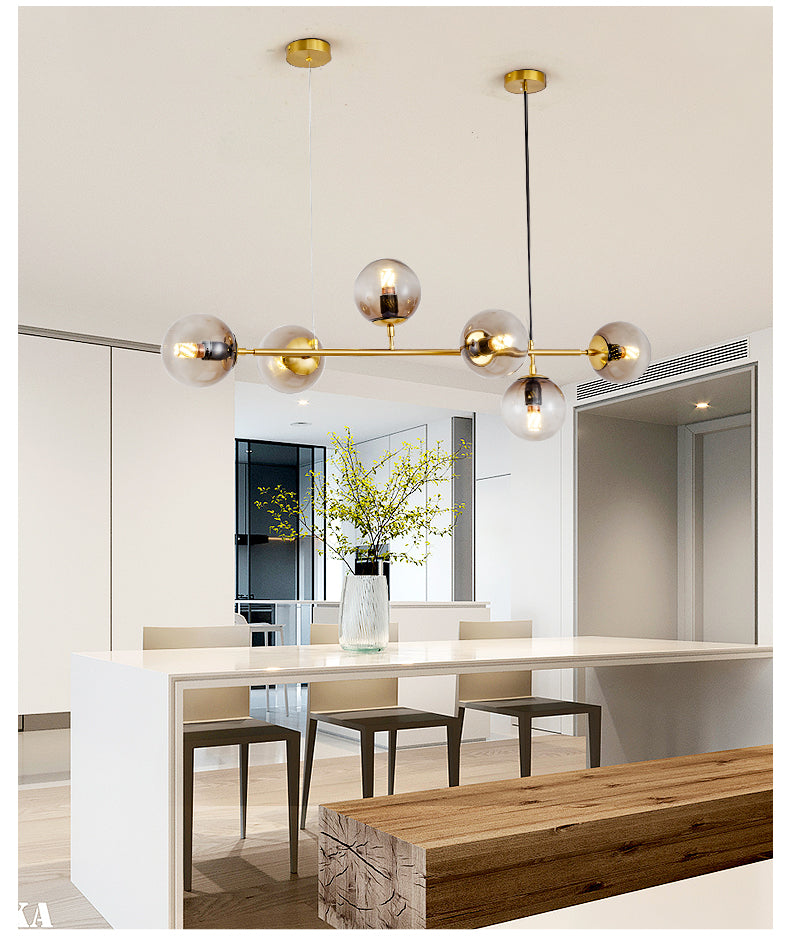 Brass Glass Orb Chandelier — Modern Statement Glow