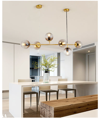 Brass Glass Orb Chandelier — Modern Statement Glow