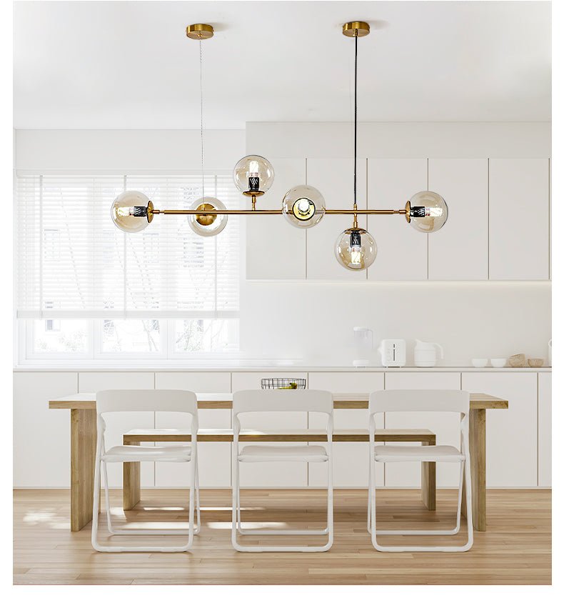 Brass Glass Orb Chandelier — Modern Statement Glow - LumoTrot