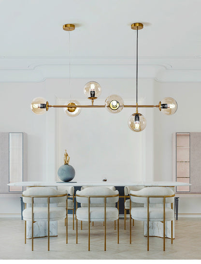 Brass Glass Orb Chandelier — Modern Statement Glow