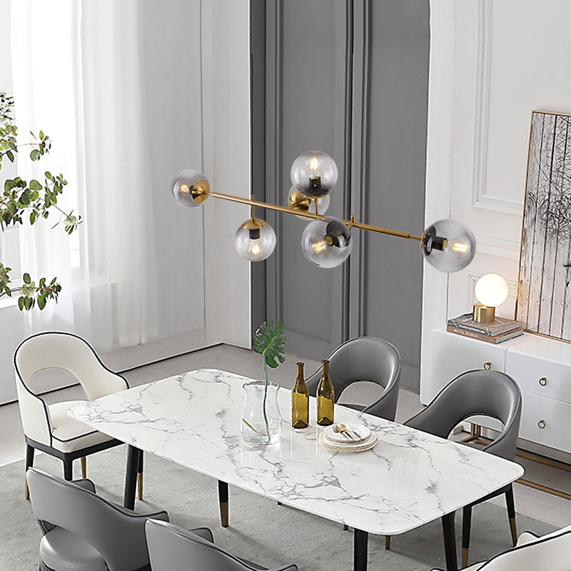 Brass Glass Orb Chandelier — Modern Statement Glow