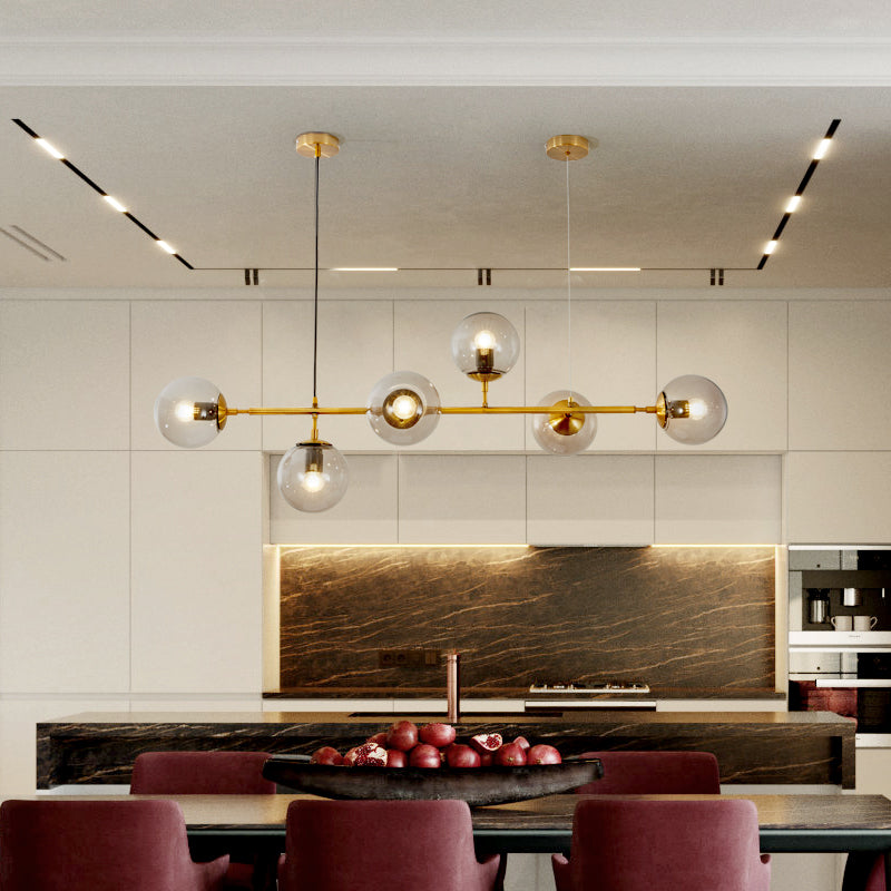 Brass Glass Orb Chandelier — Modern Statement Glow