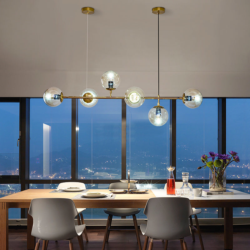 Brass Glass Orb Chandelier — Modern Statement Glow