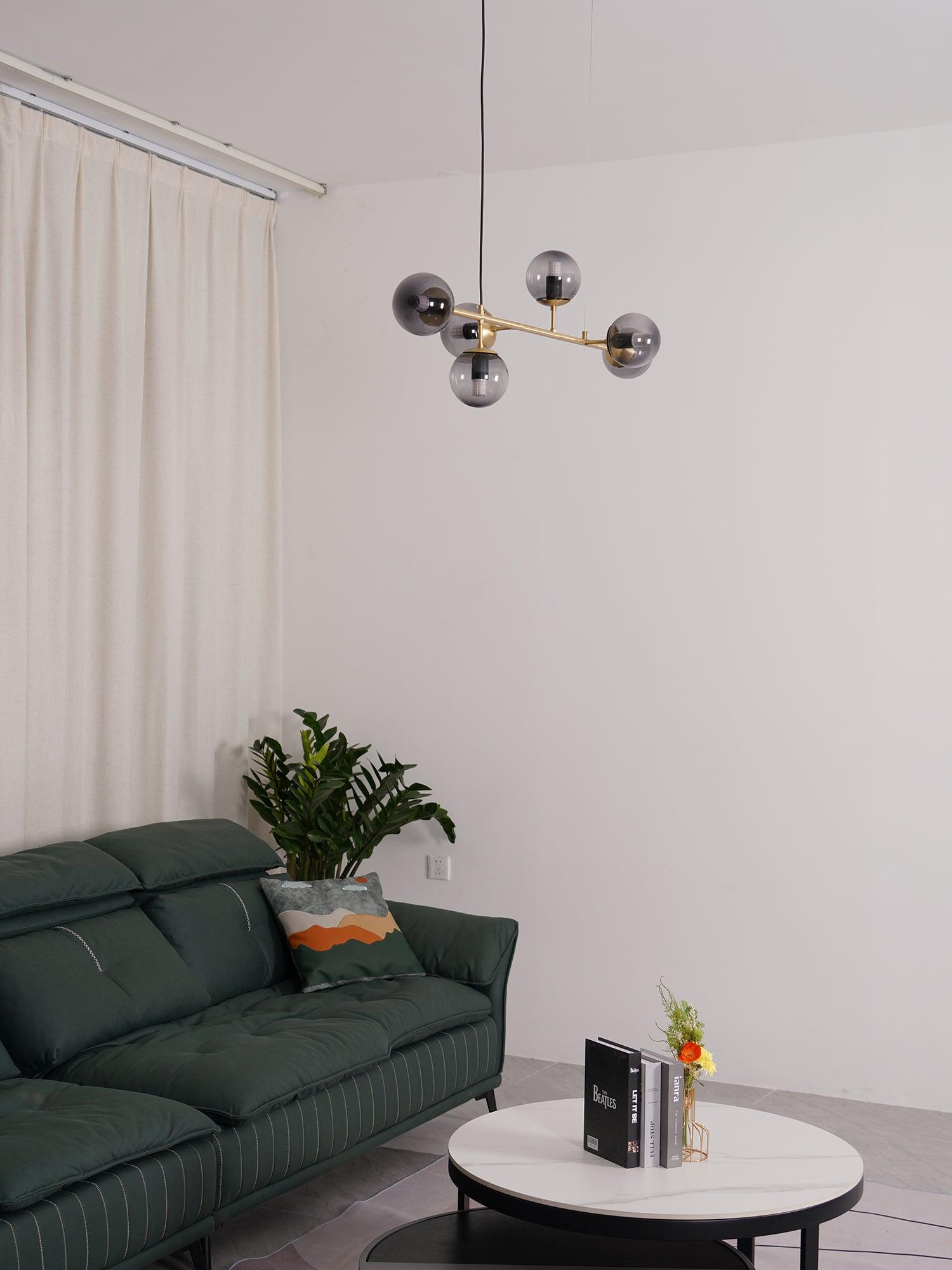 Brass Glass Orb Chandelier — Modern Statement Glow