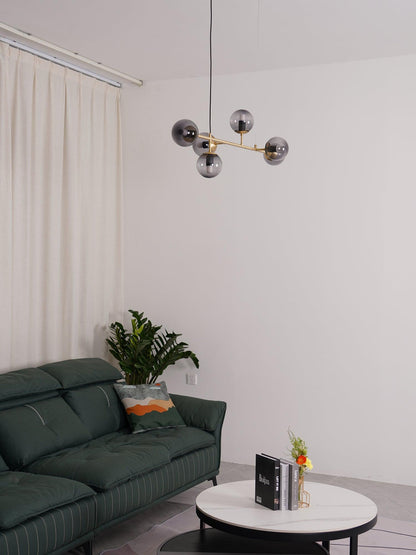 Brass Glass Orb Chandelier — Modern Statement Glow