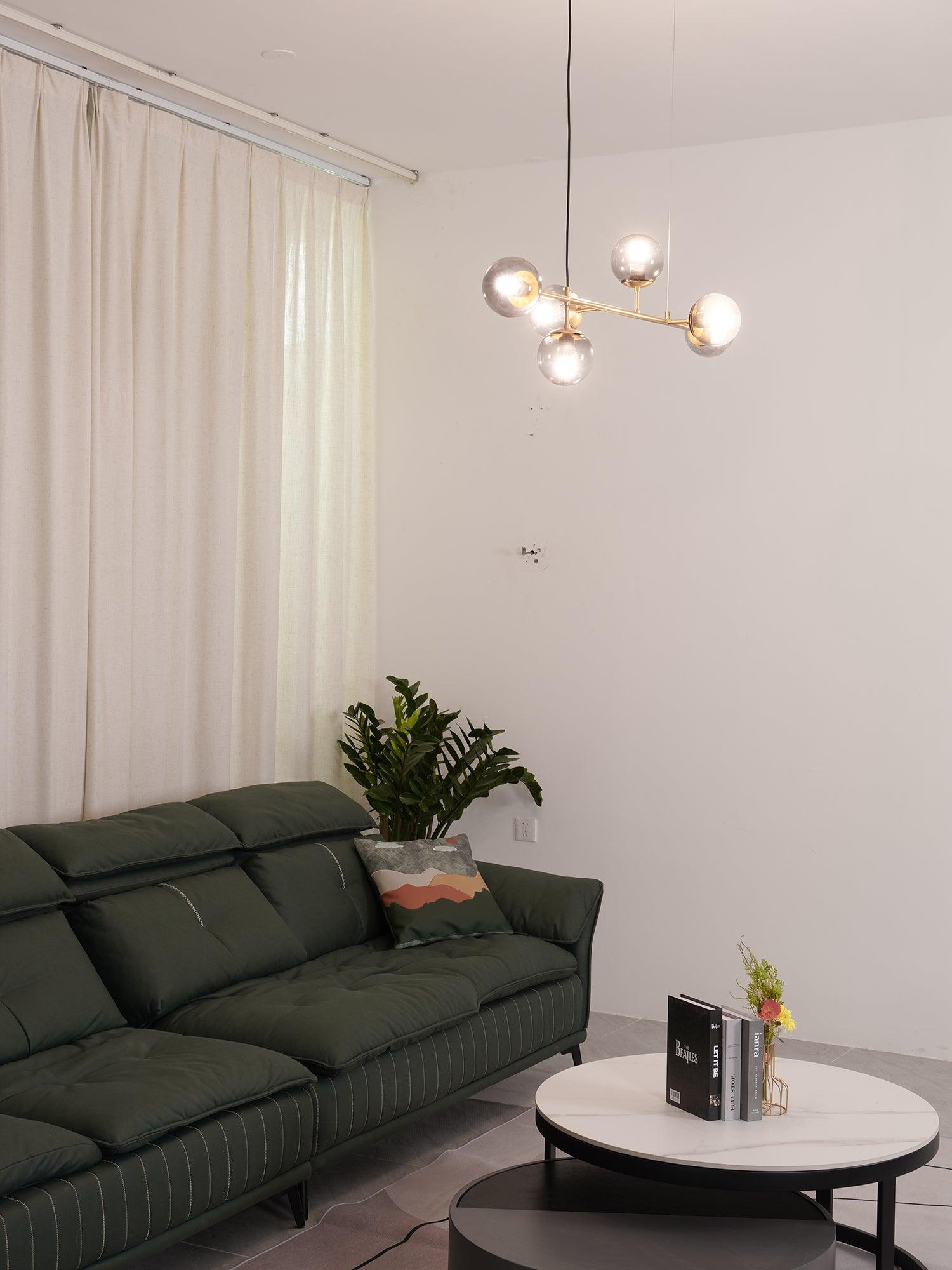 Brass Glass Orb Chandelier — Modern Statement Glow